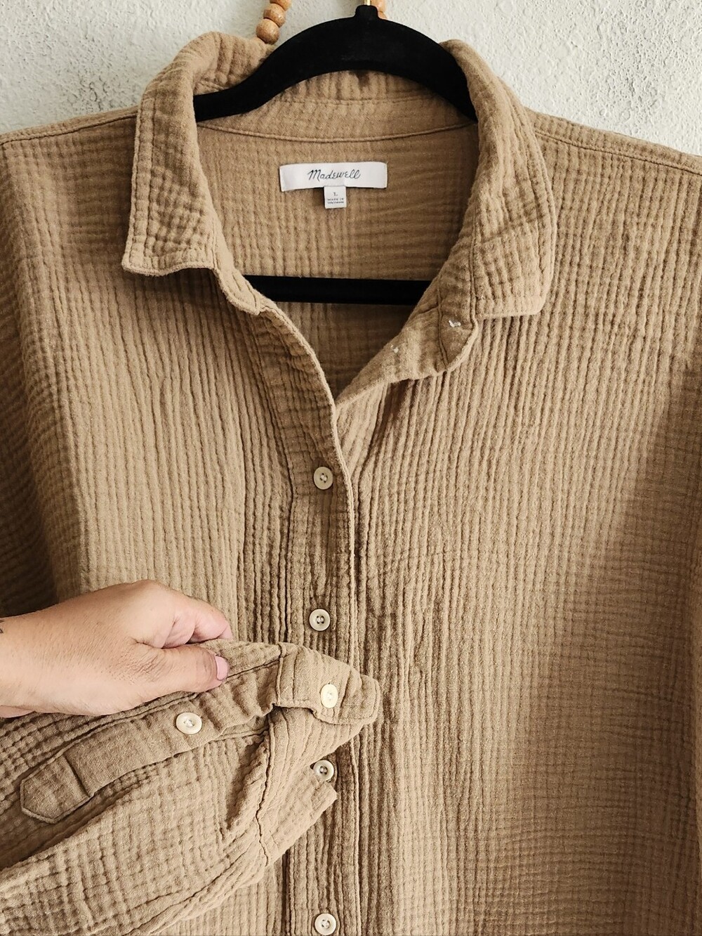 Madewell Camel Brown Gauze Button Up Top - Picture 4 of 5